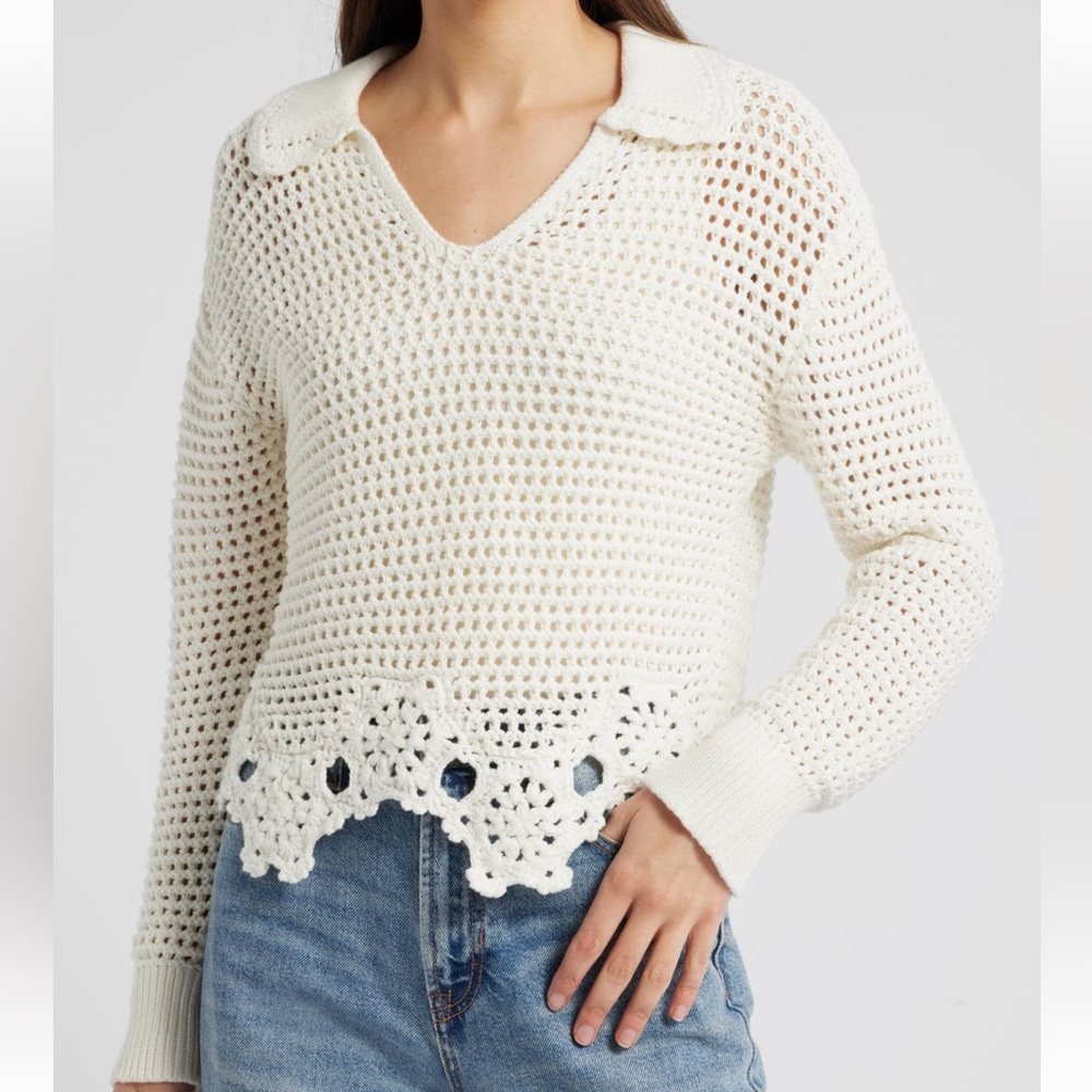 NEW Rails Louise Cotton Sweater in Ivory Coast - Picture 2 of 11